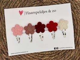 Haarspeldje Teddy setje 2 - pluizig - bloemetjes — 4 cm speldjes