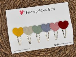 Haarspeldje rib setje 5 - rib - hartjes — 5 cm speldjes