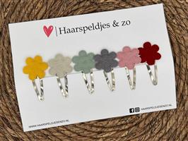 Haarspeldje rib setje 7 - rib - bloemetjes — 5 cm speldjes