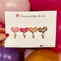 Haarspeldje hearts setje 5 - hartjes - glamour - kerst - decembercollectie - najaar - 4 cm speldjes