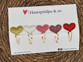 Haarspeldje hearts setje 10 - hartjes - glitters - kerst - decembercollectie - najaar — 5 cm speldje