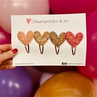 Haarspeldje hearts setje 12 - hartjes - glitters - kerst - decembercollectie - najaar