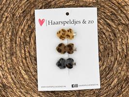 Haarclip hearts setje 11 - hartjes - alligatorclip - haarspeldjes - leopard - panter