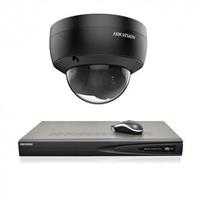 Hikvision 4 MP Zwart IP camerabewaking set 1 dome camera