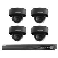 Hikvision 4 MP zwart IP camerabewaking set 4 dome cameras