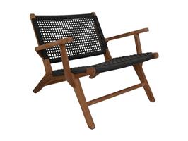 Tuinstoel Rio | Met Armleuning | Zwart | Teak & Bananenblad