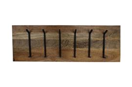 Kapstok - 90x11x30 - Naturel/zwart - Mangohout/metaal