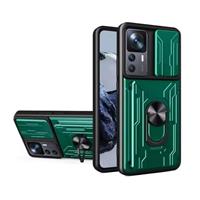 Xiaomi Redmi 11S - Card Slot Hoesje met Kickstand en Camera Slide - Pop Grip Cover - Groen