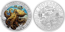 Oostenrijk 3 Euro 2022 Blauwgeringde Octopus