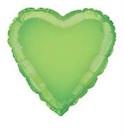 Solid Heart Foil Balloon 18, Packaged - Lime Green