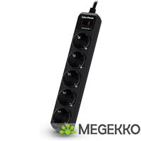 CyberPower B0520SC0-DE Overspanningsbeveiliging 5 AC-uitgang(en) 200 - 250 V Zwart 1,8 m