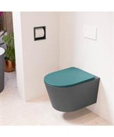 MONDIAZ LAVIE hangend toilet single fire rimless diepspoel Dark Grey, Toiletzitting met quick-releas
