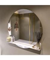 MONDIAZ SPOT spiegel rond 100cm met Spiegelplanchet kleur Talc.