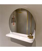 MONDIAZ SPOT spiegel rond 40cm met Spiegelplanchet kleur Talc.