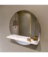 MONDIAZ SPOT spiegel rond 50cm met Spiegelplanchet kleur Talc.