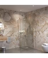 Sanivo Inloopdouche Ronde Hoek Glas 8mm Nano Coating RVS Profiel met Stang (Alle Maten)