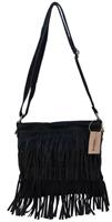 Back to the Sixties Suede Franje tas (zwart)