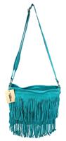 Back to the Sixties Suede Franje tas (turquoise)