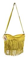 Back to the Sixties Suede Franje tas (mosterdgeel)