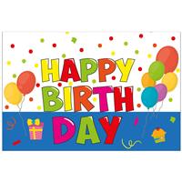 Happy Birthday Tafelkleed Gekleurd Ballonnen 1,8m