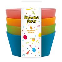 Party Reusable Products Reusable Semi Transparent Bowls 13Cm 4 Colors Assorted 4St