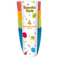 Party Reusable Products Reusable Semi Transparent Cups 220Ml 4 Colors Assorted 4St