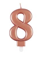 Metallic Rose Gold Number 8 Birthday Candle