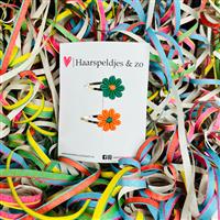 Groen/oranje madeliefjes op klikklakspeldjes - carnaval - haaraccessoires — 4 cm speldjes
