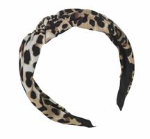 Diadeem - haarband van stof met knoop - panter lichtbruin