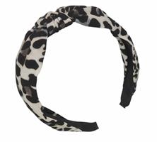 Diadeem - haarband van stof met knoop - panter zachtbruin