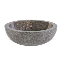 Waskom AQS Stone Rond 35x35x12 cm Gepolijst Natuursteen Grijs Marmer