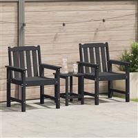 vidaXL Tuinstoelen 2 stuks Zwart HDPE