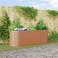 vidaXL Bruin Verhoogd Tuin Bed - Hout Look 240x80x81 cm Staal