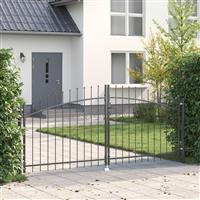 vidaXL Tuinhek met Spits Top Dubbele Swing Grijs 125x300 cm Staal