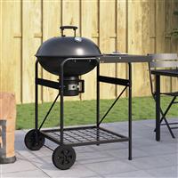 vidaXL BBQ-trolley met deksel houtskool 96x72x113 cm metaal zwart