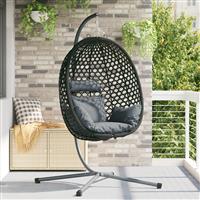 vidaXL Hangende Eierstoel Mand met Standaard Anthraciet Poly Rattan