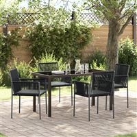 vidaXL 5-delige tuinset met kussens zwart poly rattan