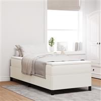 vidaXL Bedframe 100x200 cm ribfluweel crèmekleurig