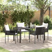 vidaXL 5-delige tuinset met kussens Bruin Poly rattan