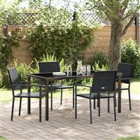 vidaXL 5-delige Tuin Eetset Zwart Poly Rattan