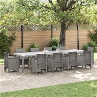 vidaXL Tuintafel 350x100x73 cm poly rattan lichtgrijs