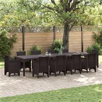 vidaXL Tuintafel 350x100x73 cm poly rattan bruin
