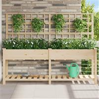 vidaXL Plantenbak met schap en latwerk 203x53x152 cm massief vurenhout