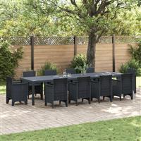 vidaXL Tuintafel 350x100x73 cm poly rattan antraciet
