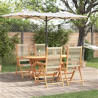 vidaXL 5-delige tuinset - beige massief acaciahout en poly rattan