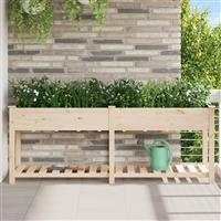 vidaXL Plantenbak met schap 203x53x76 cm massief vurenhout