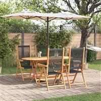 vidaXL 5-delige tuinset - Zwart massief acaciahout en poly rattan