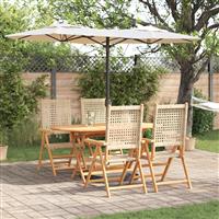 vidaXL 5-delige Tuinset massief acaciahout en poly rattan beige