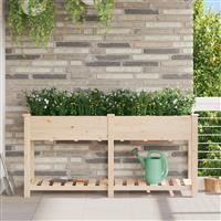 vidaXL Plantenbak met schap 161x43x76 cm massief vurenhout