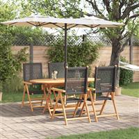 vidaXL 5-delige Tuinset massief acaciahout en poly rattan zwart